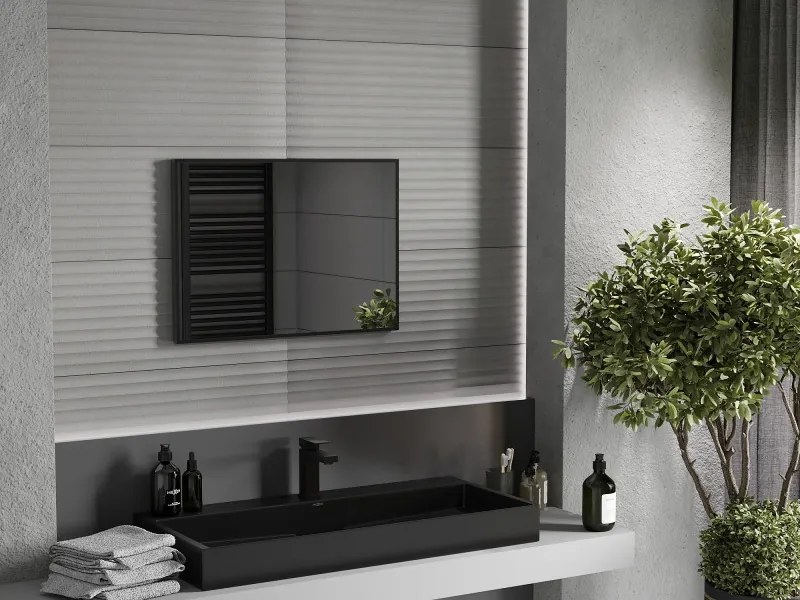 Mexen Loft specchio da bagno rettangolare 70 x 50 cm, cornice nera - 9852-070-050-000-70
