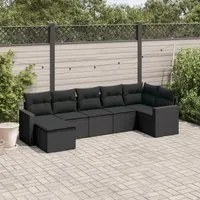 Set Divani da Giardino con Cuscini 7pz Nero Polyrattan 3219265