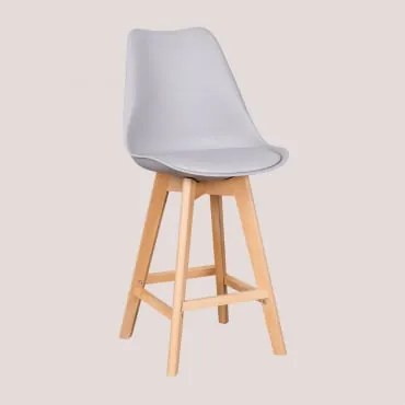 Pacco Di 2 Sgabelli Alti 65 Cm Con Cuscino In Similpelle Nordic Grigio Chiaro - Sklum