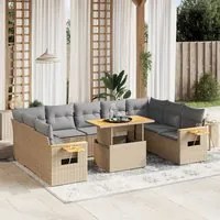 Set Divano da Giardino 10 pz con Cuscini Beige in Polyrattan 3273663