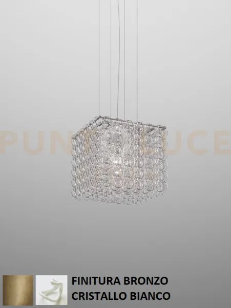 Giogali sospensione cub bianco e bronzo opaco  3 luci attacco e27 i...