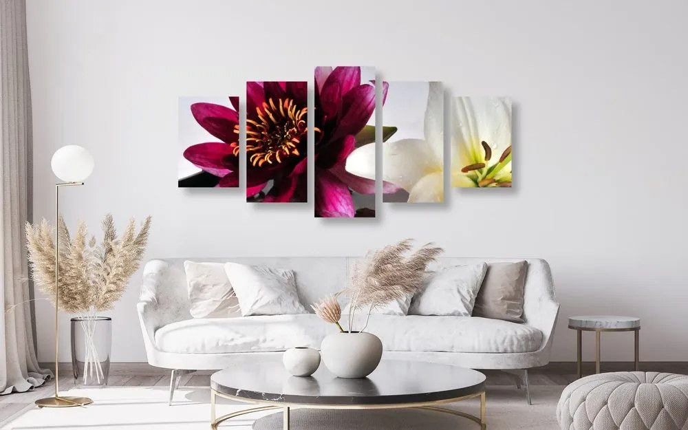 Quadri 5 pezzi – Fiori in ciotola