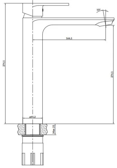 Cersanit S951-329 - Rubinetto del lavandino CREA 27,4 cm cromo lucido