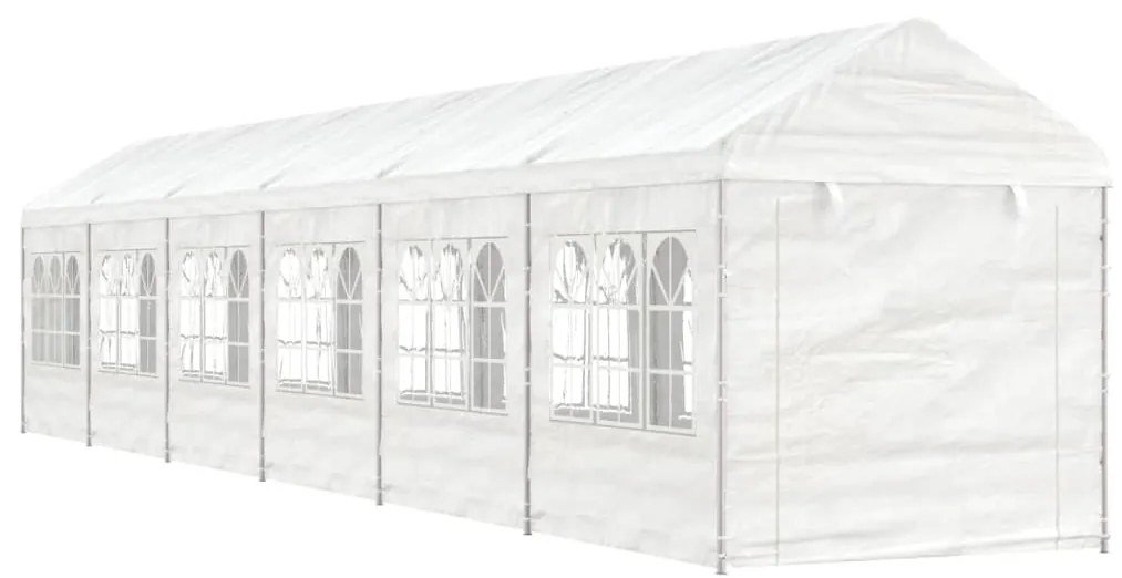 Gazebo Con Tetto Bianco 13,38x2,28x2,69 M İn Polietilene /