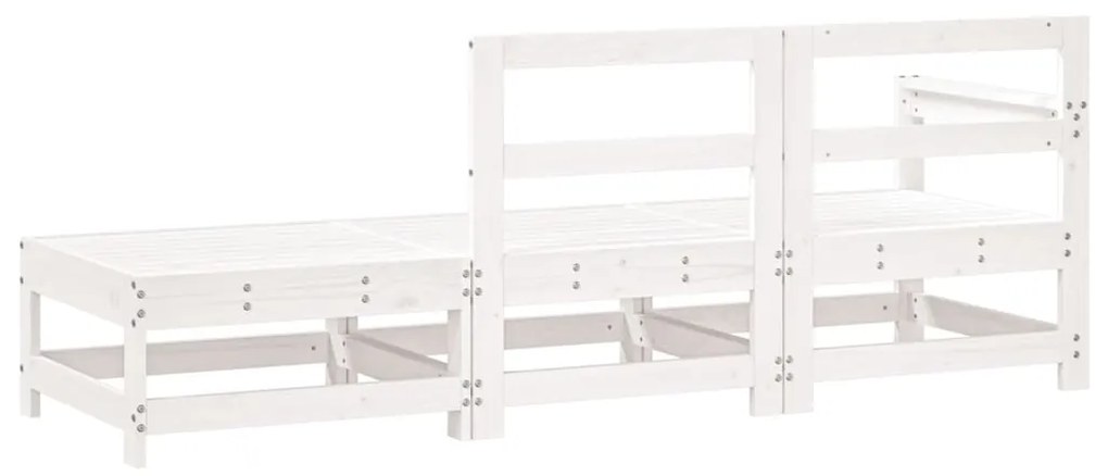 Set salotto da giardino 3 pz bianco in legno massello di pino