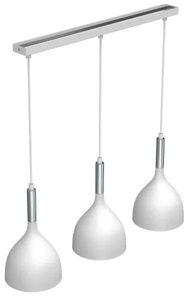Lampadario a sospensione con filo NOAK 3xE27/15W/230V bianco/cromo
