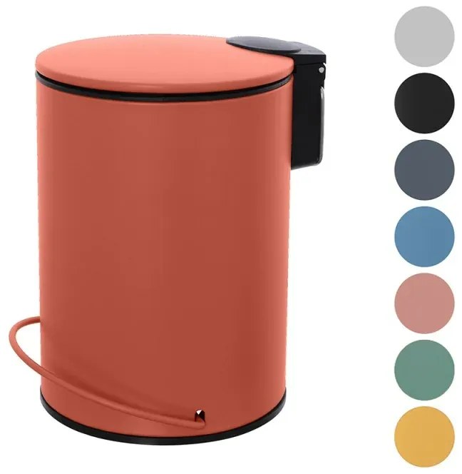 Pattumiera in acciaio 3 litri rosso soft-close con secchio estraibile Spring