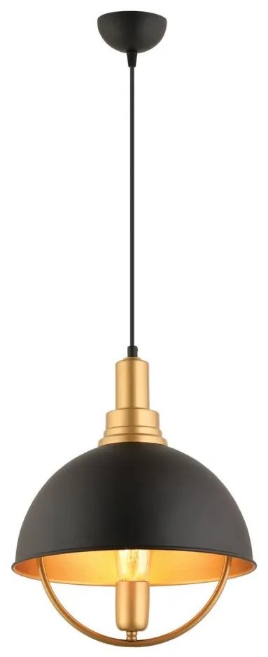 Lampadario a cavo MONZA 1xE27/40W/230V diam. 30 cm nero/oro