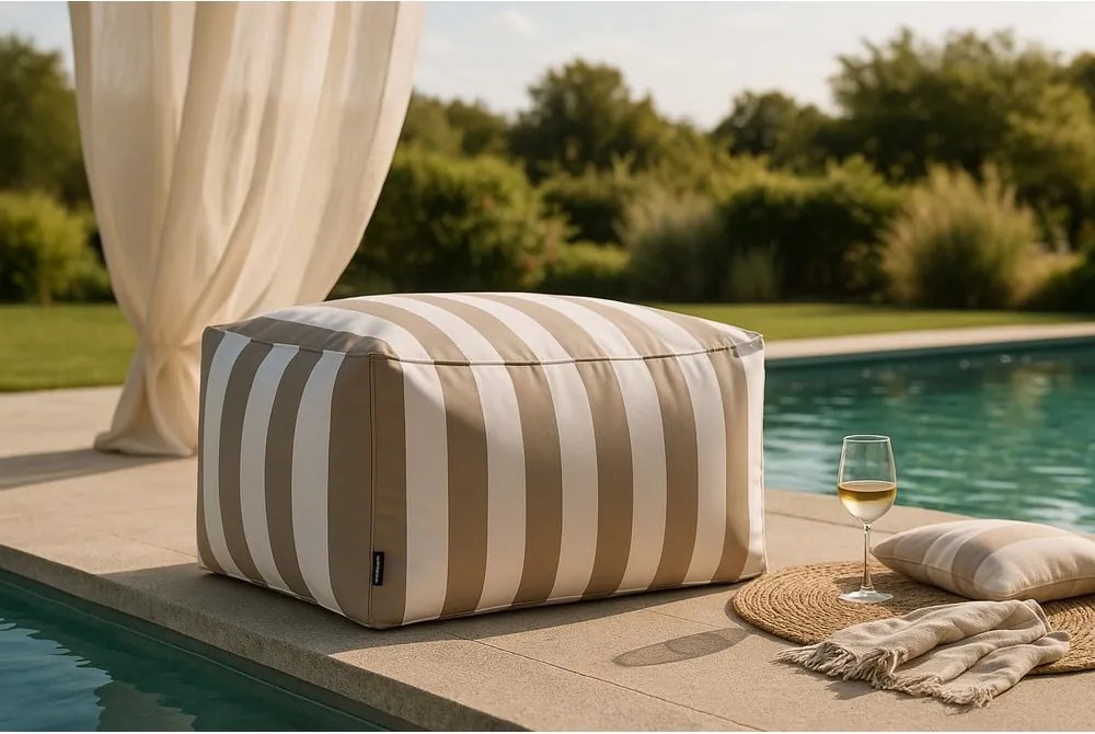 Pouf da giardino bianco e grigio – Bonami Essentials