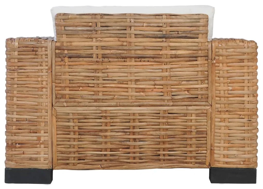 Set divani 3 pz con cuscini in rattan naturale