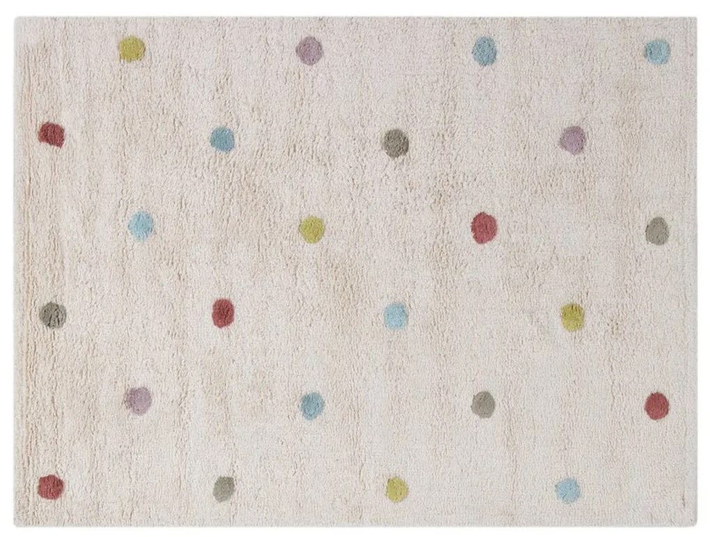 Tappeto bambino in cotone beige motivo poid multicolore 100 x 150 cm DADA