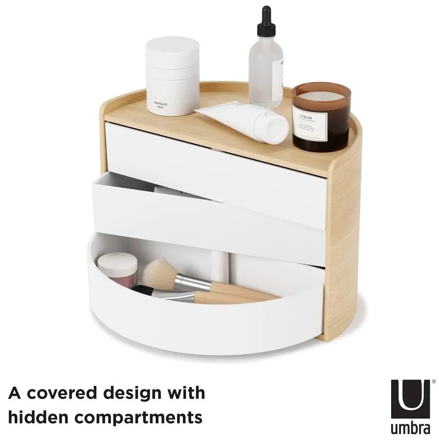 Organizzatore bagno rotante in colore naturale Moona - Umbra