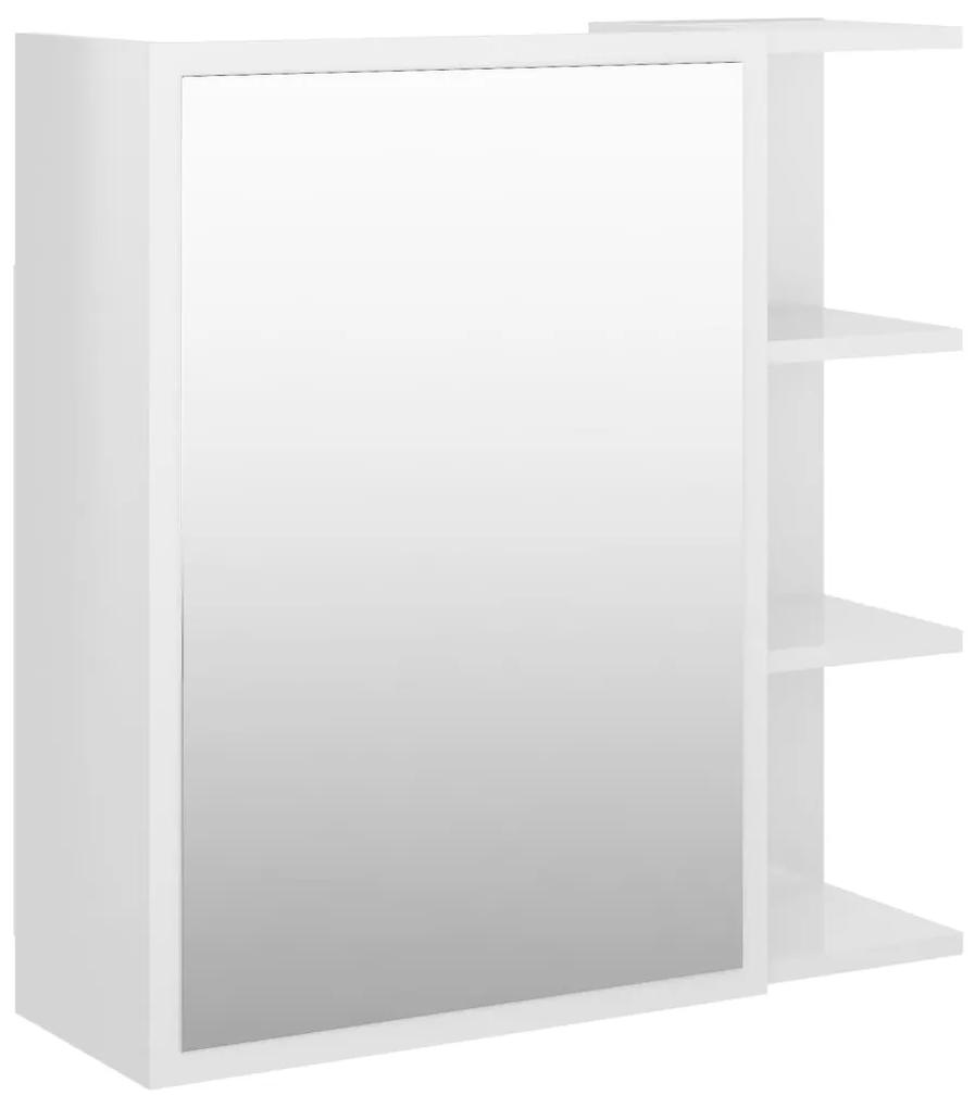 Armadietto a specchio bianco lucido 62,5x20,5x64 cm truciolato