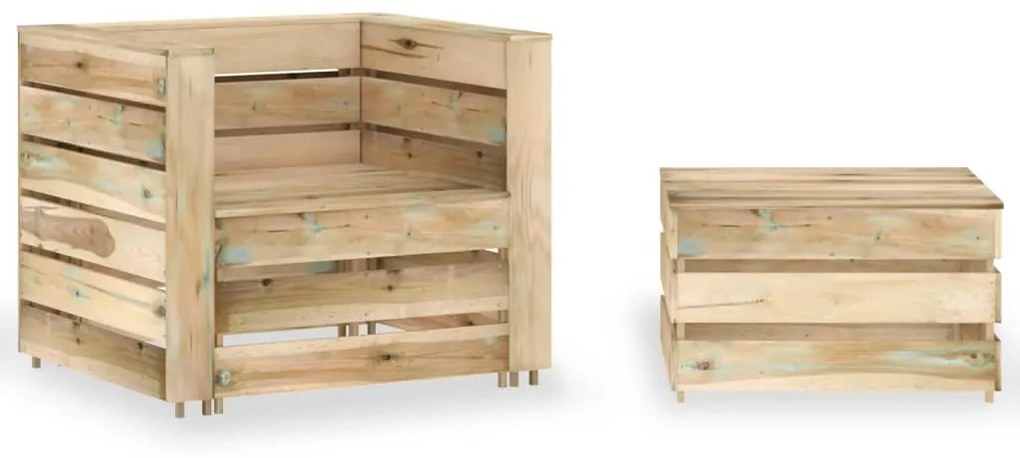 Set Divani da Giardino su Pallet 2 pz Legno di Pino Impregnato