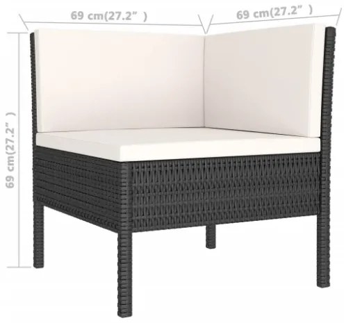 Set Divani da Giardino 9 pz con Cuscini in Polyrattan Nero