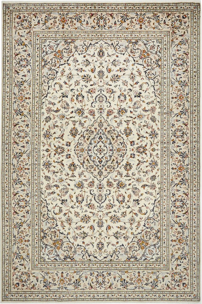 Kashan Tappeto 300x200 Beige (Iran) Annodato A Mano