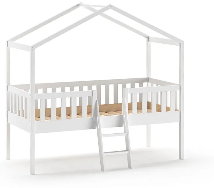 Letto per bambini in legno di pino bianco rialzato 90x200 cm DALLAS - Vipack