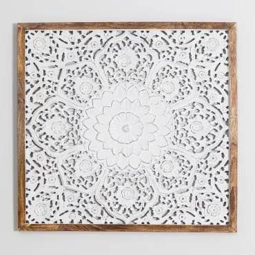 Pannello Decorativo in Legno (96x96 cm) Tarlac Bianco Legno - Sklum