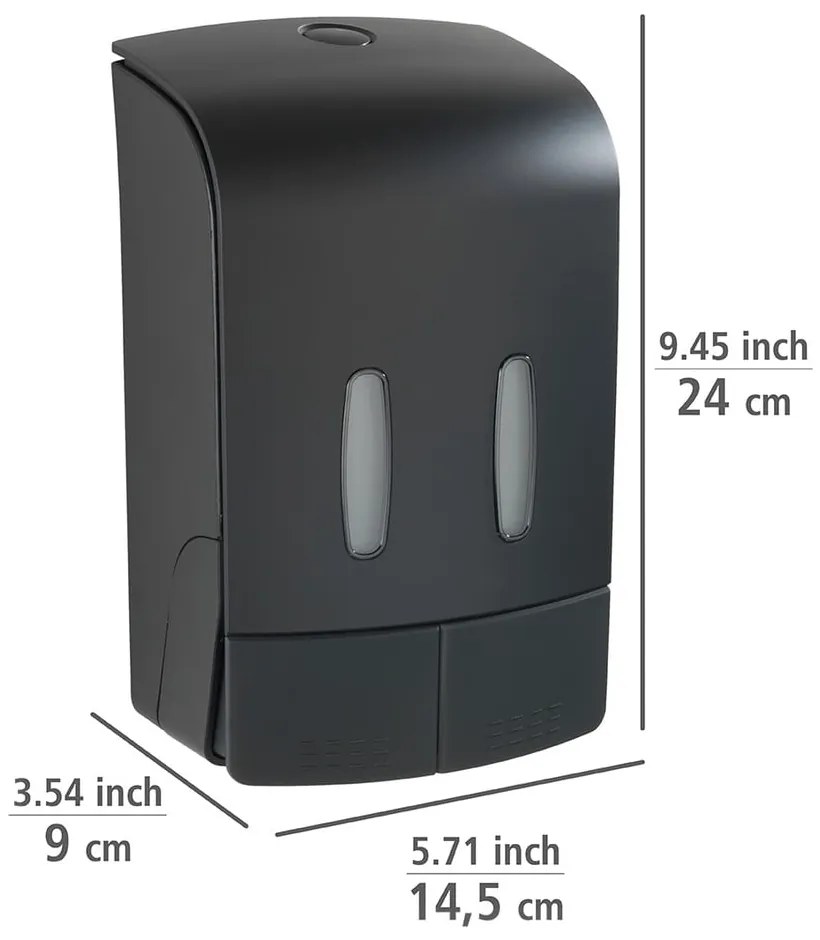 Dispenser di sapone in plastica nero da parete 0,96 l Tartas - Wenko
