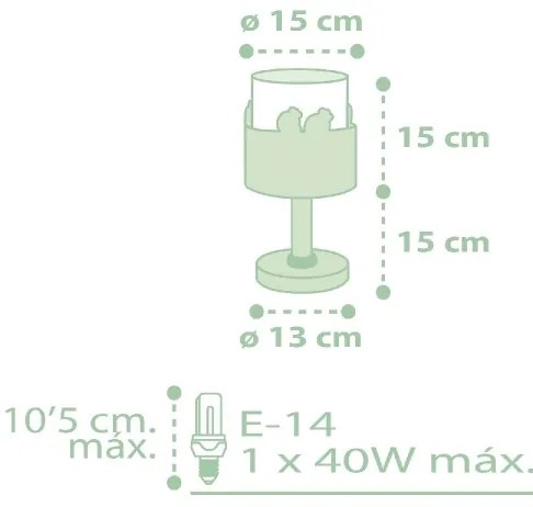 Dalber 61711H - Lampada per bambini SWEET LOVE 1xE14/40W/230V verde
