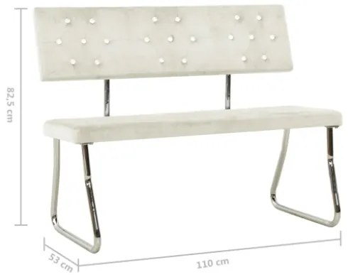 Panca 110 cm in Velluto Bianco Crema