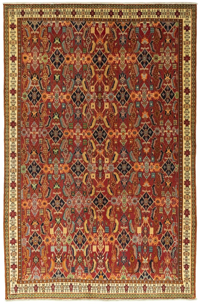 Shiraz Tappeto 160 x 250 Rosso (Iran) Annodato A Mano