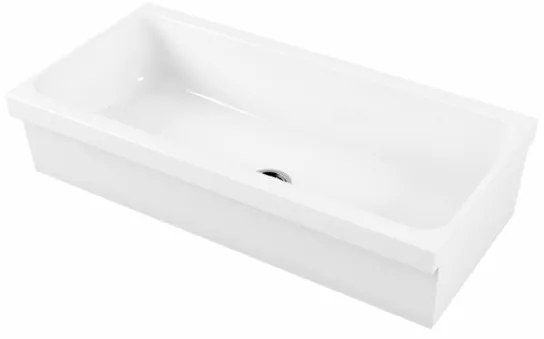 Lavabo a canale 120x45 cm in ceramica bianco lucido