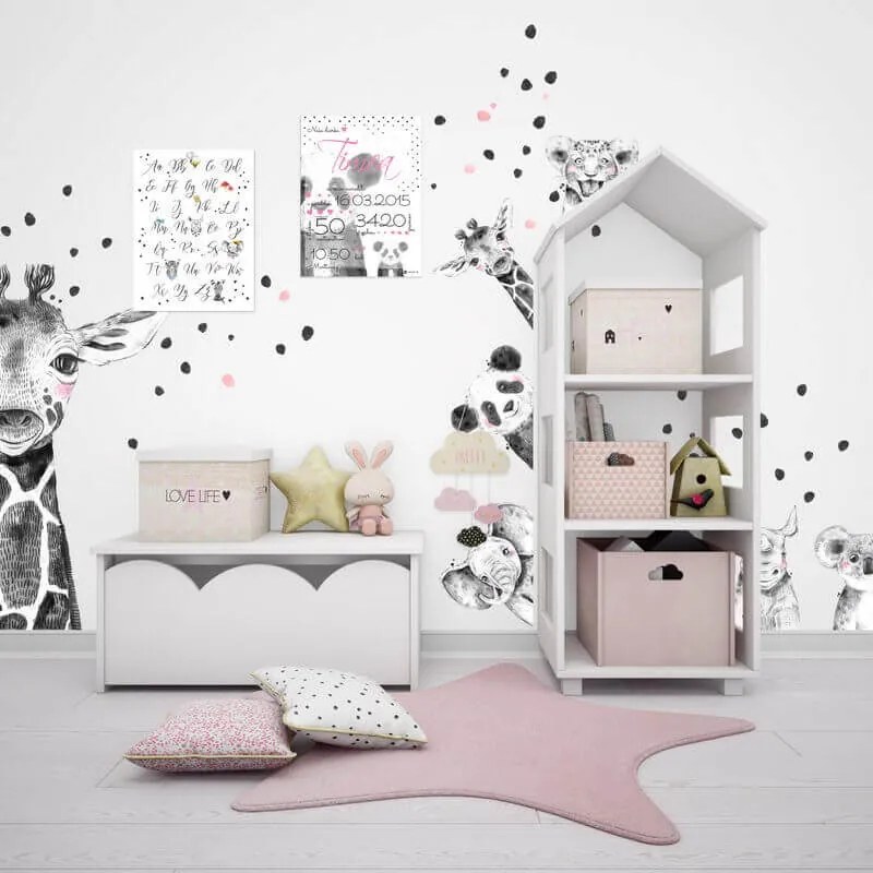 Adesivo - Giraffa grande in bianco e nero | Inspio