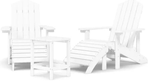 Sedie Giardino con Poggiapiedi e Tavolo Adirondack HDPE Bianco