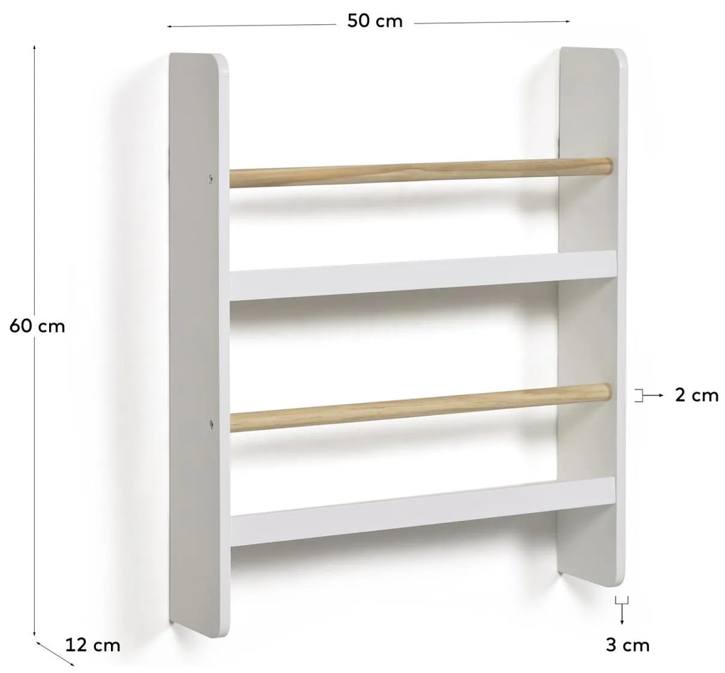 Kave Home - Libreria Gopi in legno massello di pino e finitura naturale bianca 50x60 cm