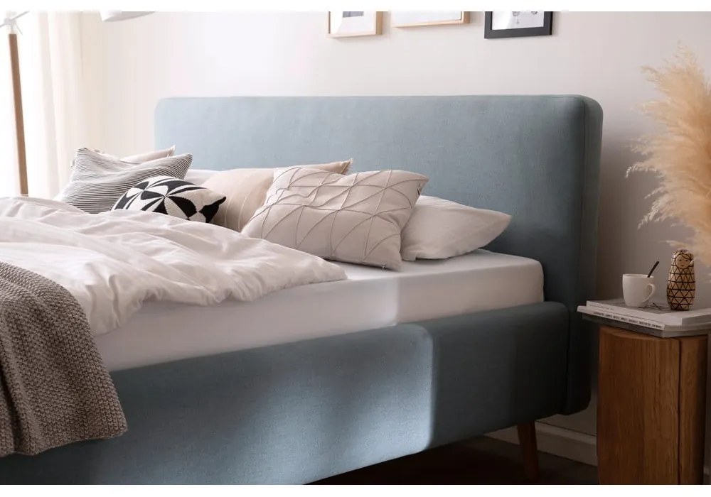 Letto matrimoniale imbottito blu/grigio con contenitore con rete inclusa 180x200 cm Mattis – Meise Möbel