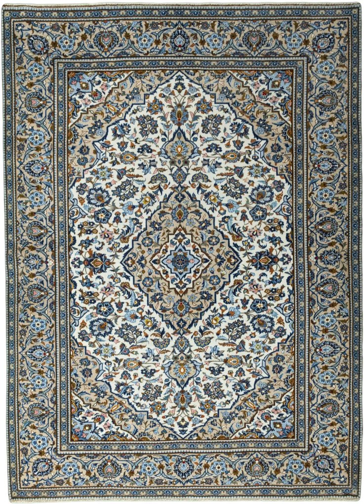 Kashan Tappeto 270x200 Beige (Iran) Annodato A Mano