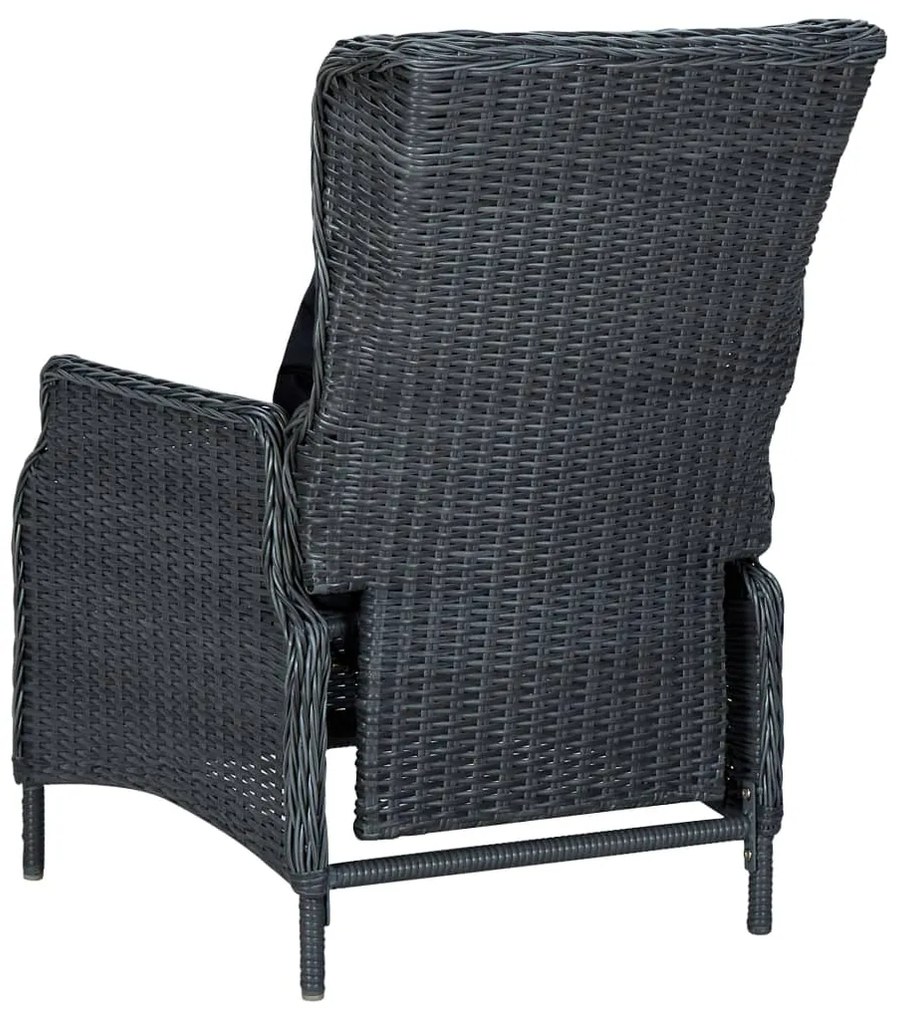 Sedia da giardino reclinabile e cuscino polyrattan grigio scuro