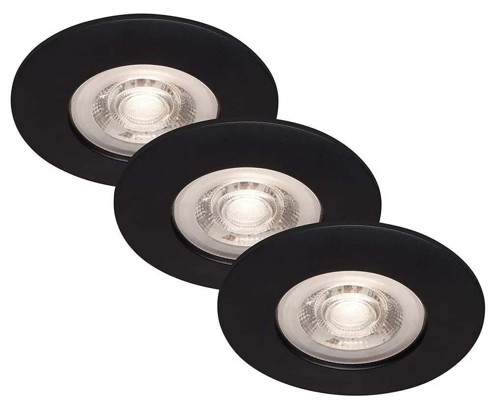 Set 3 Faretti Incasso Kulana Plastica Nero Led Integrato 4,9W 3000K