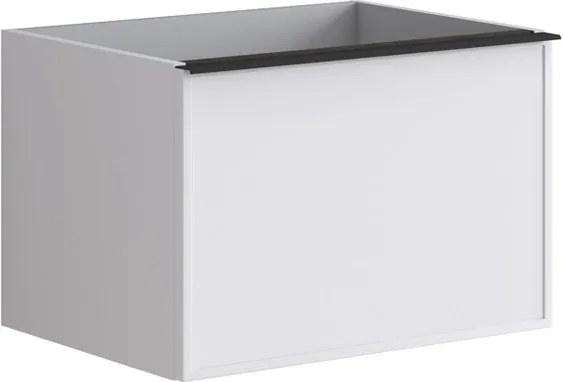 Cassettiera Pixel con 2 cassetti  frontale frame laccato opaco bianco e maniglia alluminio nero opaco L60 X H40 X P45,5 cm