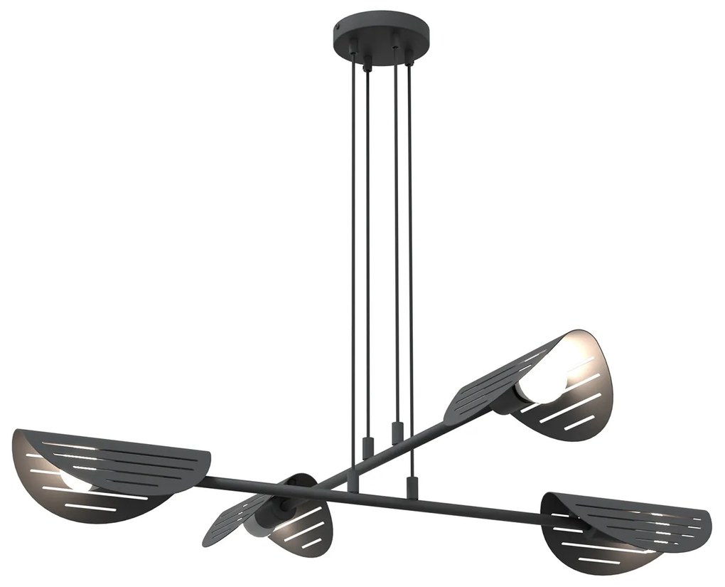 Lampadario Moderno 4 Luci Iperione A Bracci In Acciaio Nero