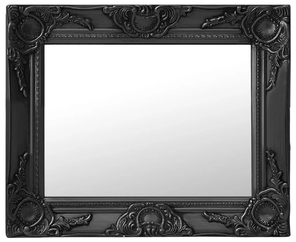 Specchio Da Parete Stile Barocco 50x40 Cm Nero /