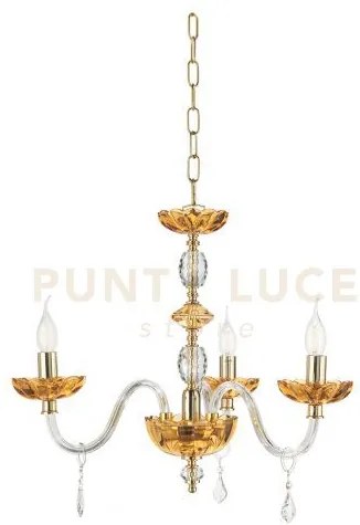 Lampadario patricia 3 luci attacco e14 colore ambra d.65cm