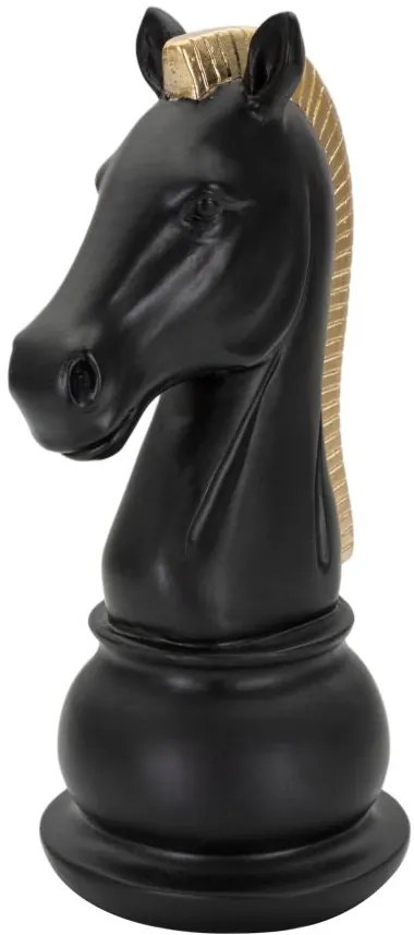 Scultura Elegante Cavallo Nero e Oro 10,5x8,5x19 cm