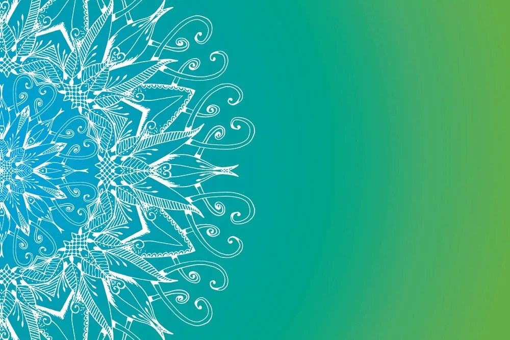 Carta da parati – Mandala bianca su sfondo verde-blu