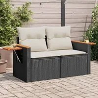 Divano da Giardino con Cuscini a 2 Posti Nero in Polyrattancod mxl 87726