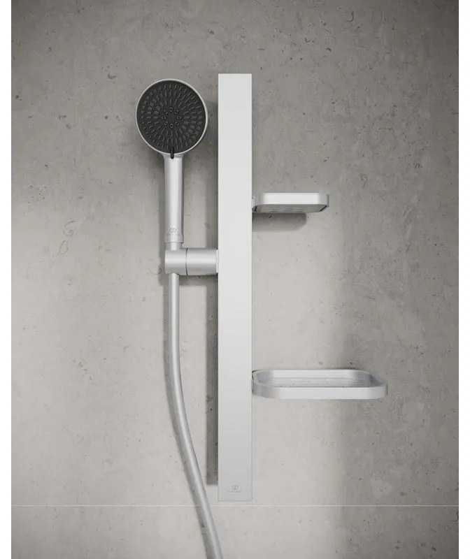 Asta doccia IDEAL STANDARD Alu+ quadrato in alluminio cromo L 60 x  P 15.7 cm