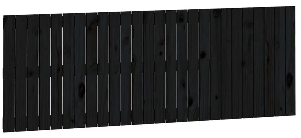 Testiera da parete nera 166x3x60 cm in legno massello di pino