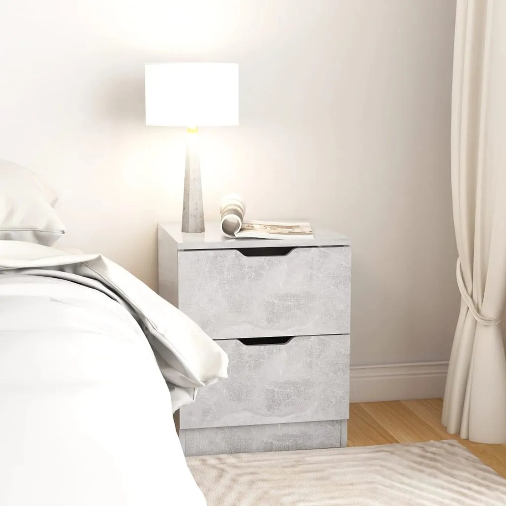 Comodino Grigio Cemento 40x40x50 Cm İn Legno Multistrato /