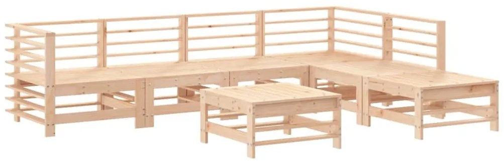 Set salotto da giardino 7 pz in legno massello di pino