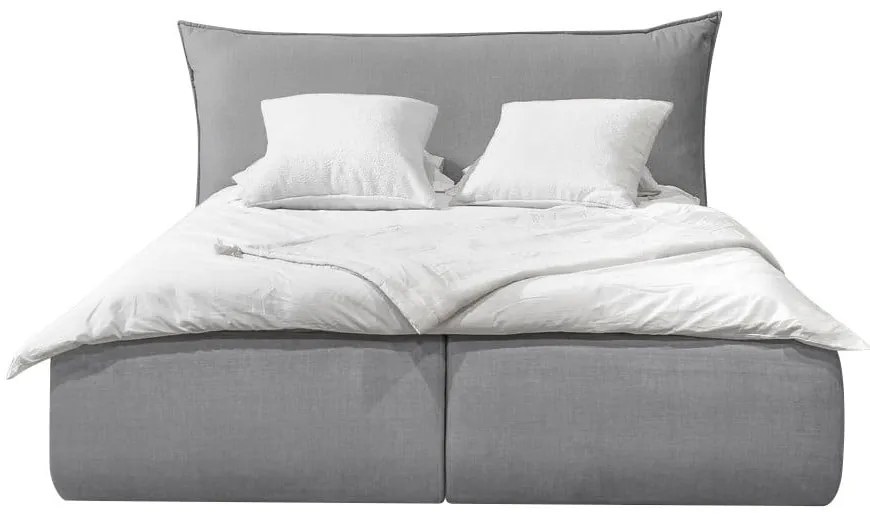 Letto matrimoniale imbottito grigio chiaro con contenitore con griglia 160x200 cm Jade - Bobochic Paris