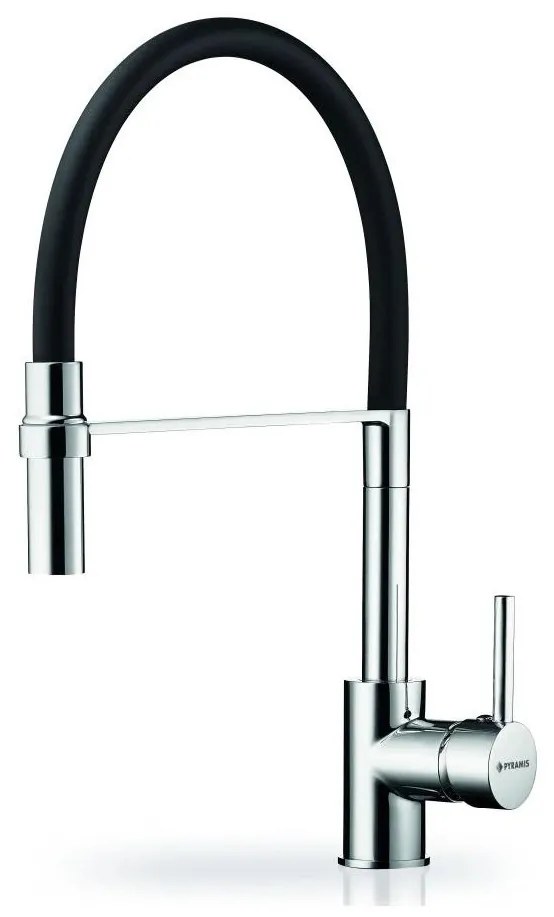 Pyramis 90939801 - Rubinetto lavello SERINA con beccuccio flessibile cromo/nero