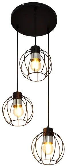 Lampadario a sospensione con filo STARLIGHT 3xE27/15W/230V nero/argento