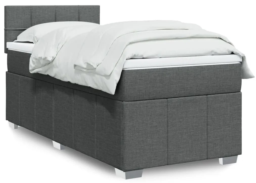 Giroletto A Molle Con Materasso Grigio Scuro 80x200 Cm Tessuto /