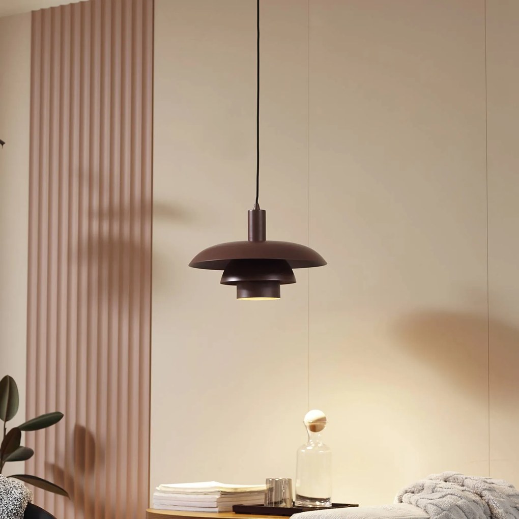 Lindby lampada a sospensione Elorri, marrone, metallo, Ø 38 cm